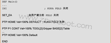 在KUKA机器人程序中使用FOLD有什么作用?