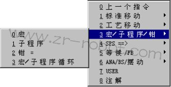 KUKA机器人操作系统中如何选定宏/子程序/焊钳的命令?